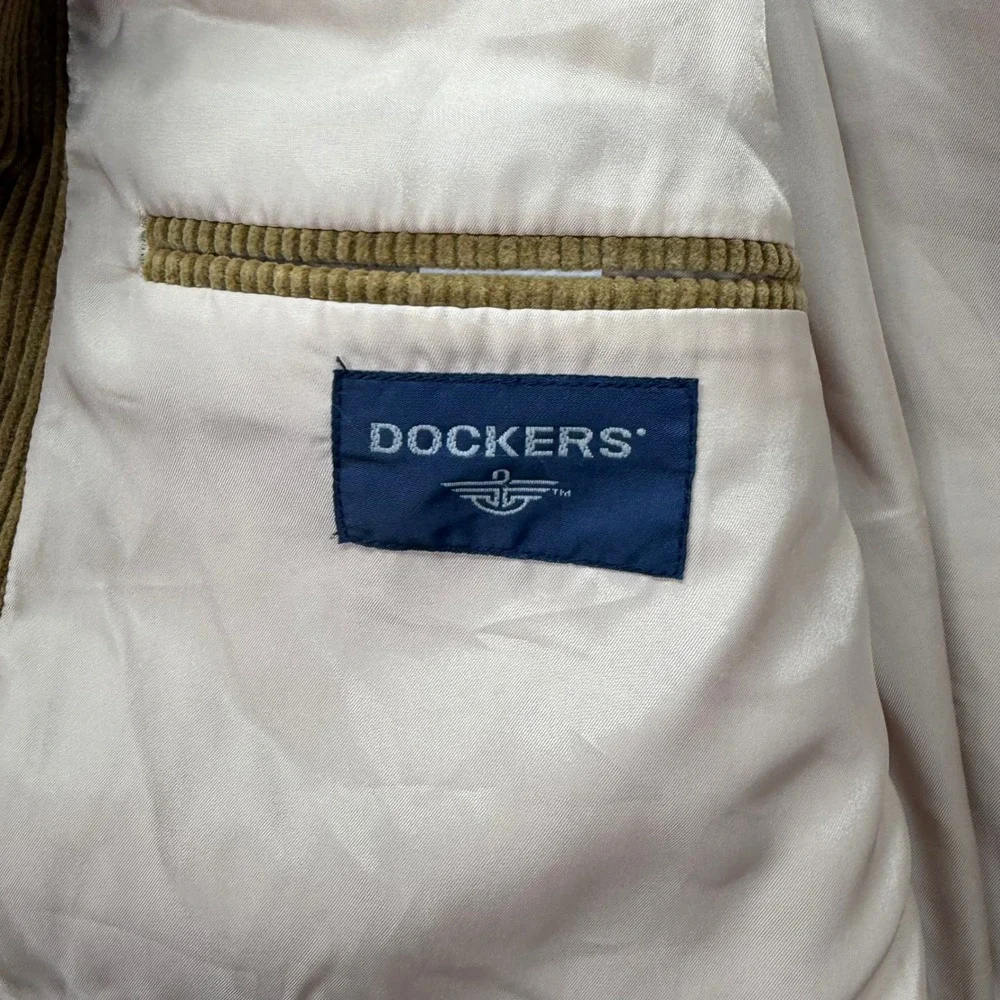 Dockers Corduroy Blazer Mens 48 Long‎ Tan 2-Button Sport Coat Jacket Vintage Y2K